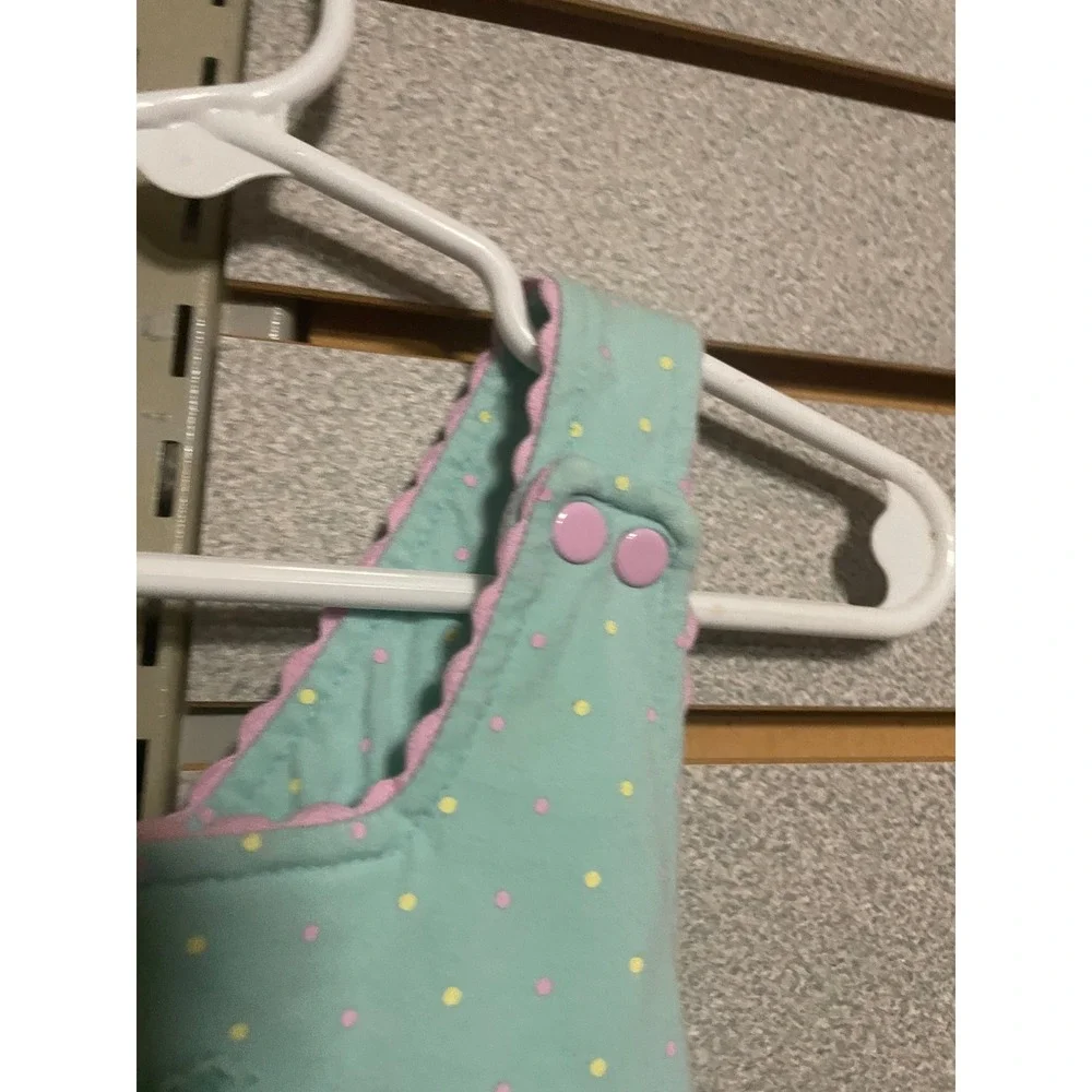 Vintage Le Top Baby Girls Aqua‎ Polka Dot Cupcake Dress Bloomers Hat Set 24M